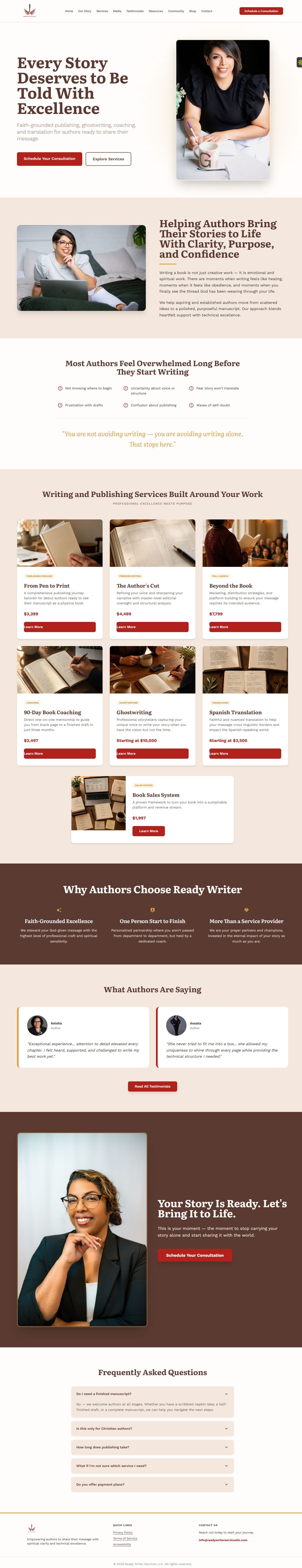 ReadyWriter Services website screenshot