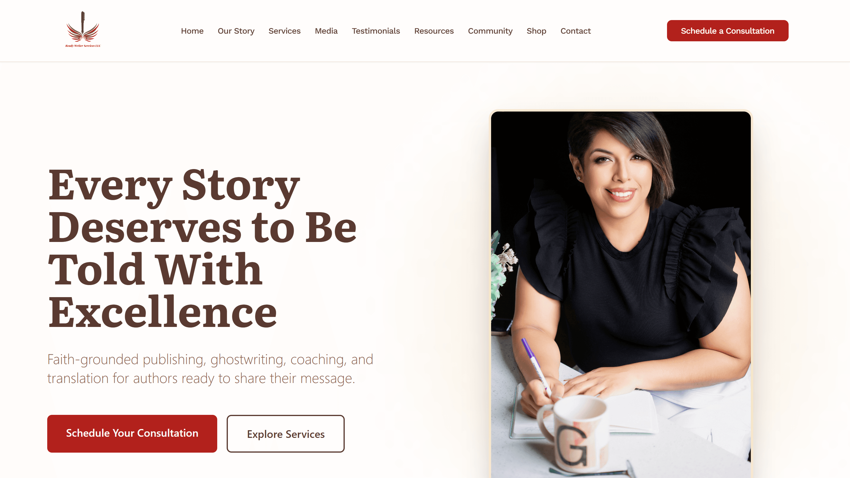 ReadyWriter Services website screenshot