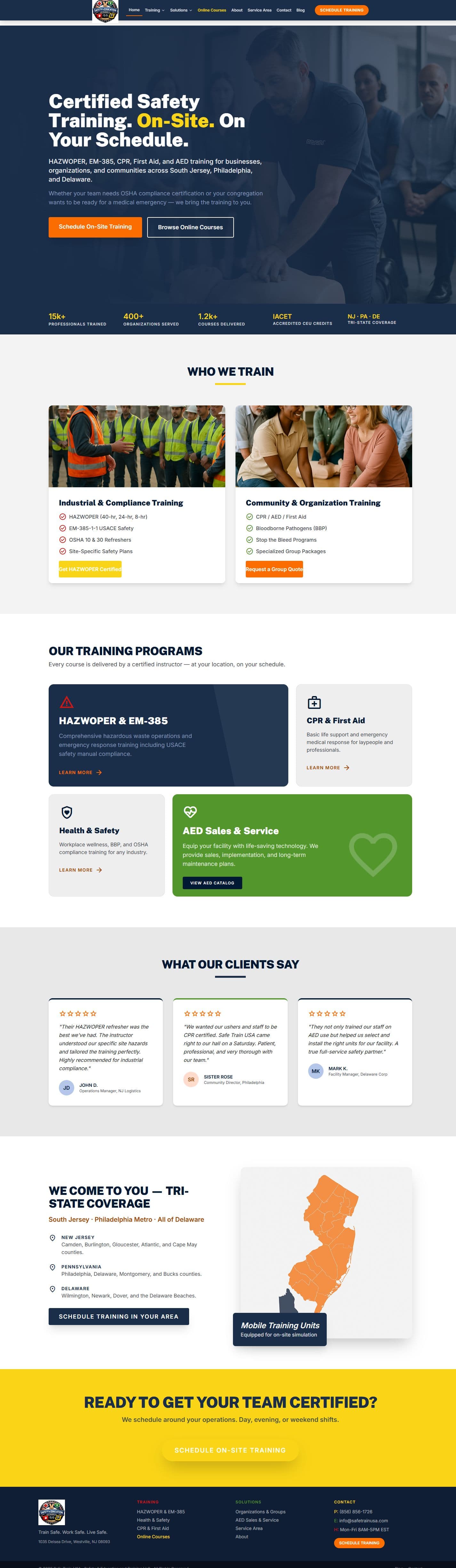 Safe Train USA website screenshot